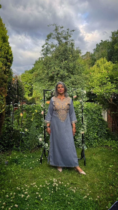 Denim Gold Kaftan Dress